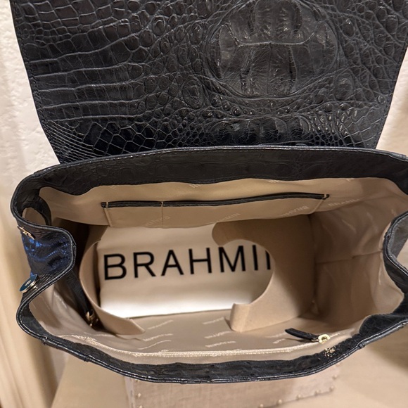 NWT BRAHMIN SADIE BACKPACK BLACK BARLOW MATTE FINISH VACHETTA LEATHER. - Picture 8 of 9